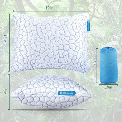 Cooling Pillow for Sleeping, CertiPUR-US Shredded Memory Foam Queen Pillows Set of 2, Cool Pillow for Hot Sleepers Adjustable Firm Pillow for Side, Back, Stomach Sleepers Soft Yet Support,White