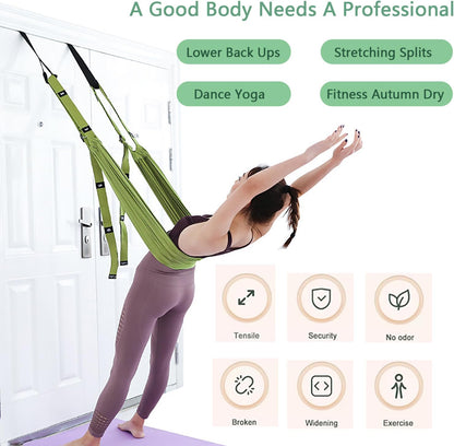 Yoga Stretching Strap,Stretching Equipment with Door Anchor,Back Stretcher for Back Pain, Flexibility Tensile Trainer for Dance Aerial Yoga Ballet Leg Stretching Exercise