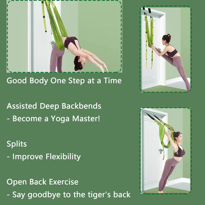 Yoga Stretching Strap,Stretching Equipment with Door Anchor,Back Stretcher for Back Pain, Flexibility Tensile Trainer for Dance Aerial Yoga Ballet Leg Stretching Exercise