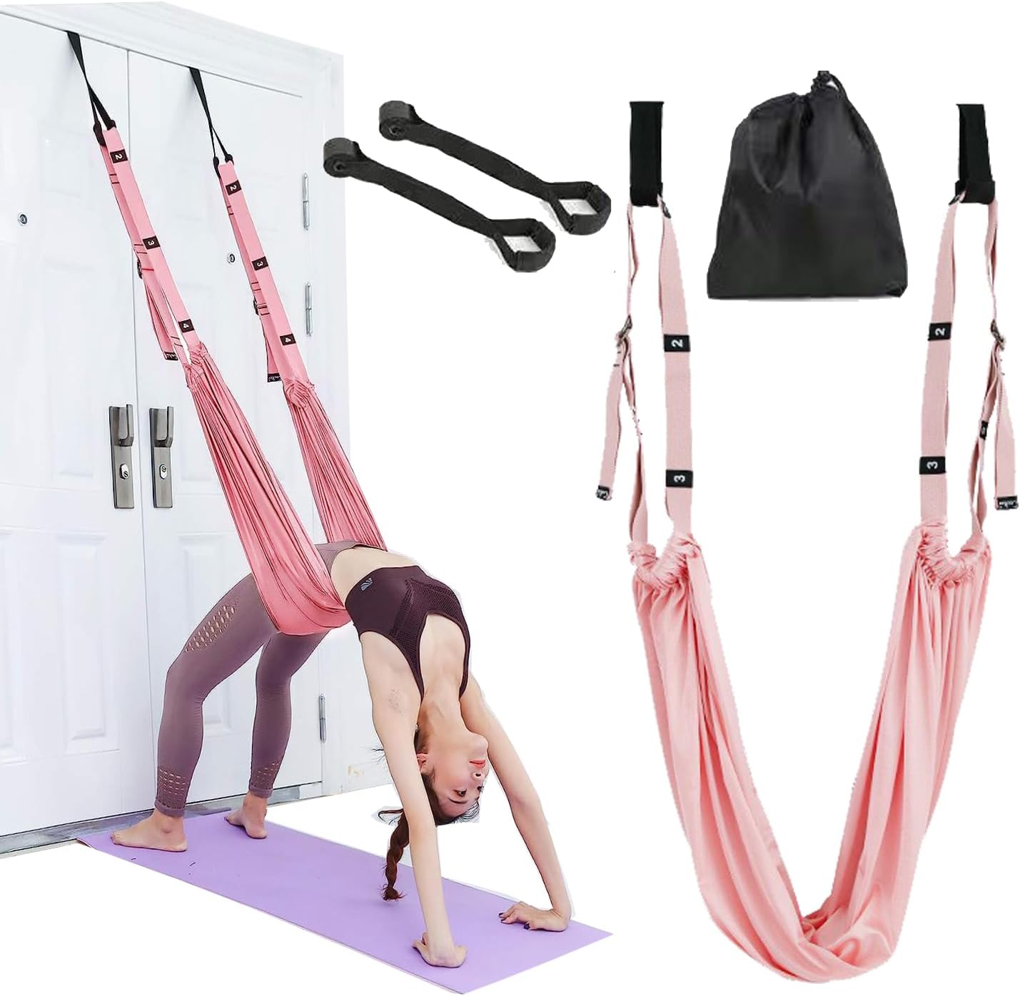 Yoga Stretching Strap,Stretching Equipment with Door Anchor,Back Stretcher for Back Pain, Flexibility Tensile Trainer for Dance Aerial Yoga Ballet Leg Stretching Exercise