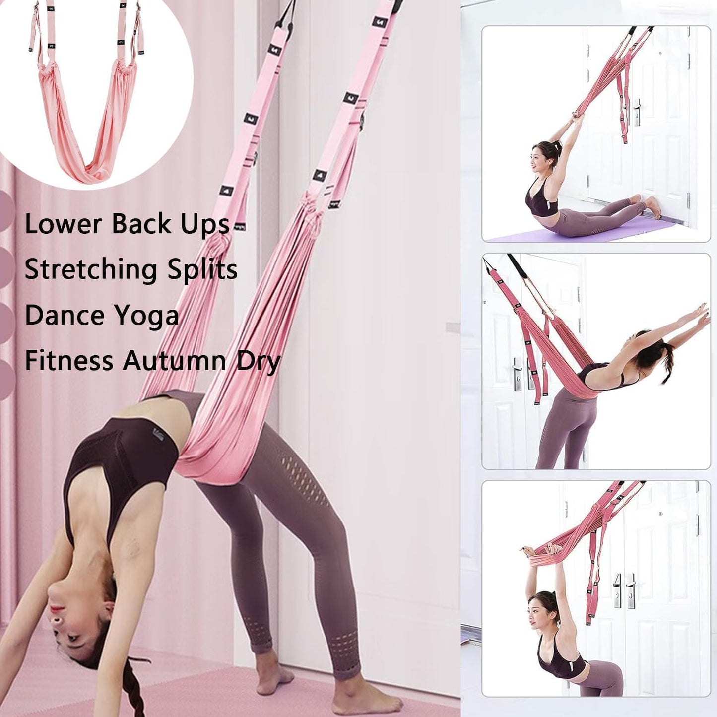 Yoga Stretching Strap,Stretching Equipment with Door Anchor,Back Stretcher for Back Pain, Flexibility Tensile Trainer for Dance Aerial Yoga Ballet Leg Stretching Exercise
