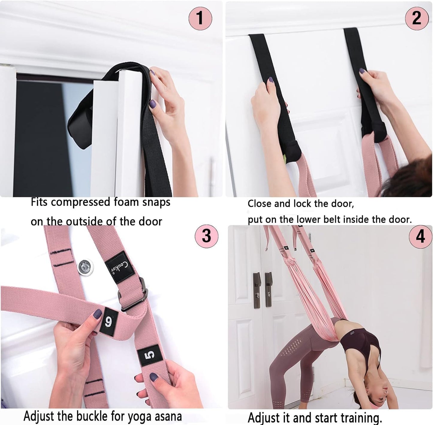 Yoga Stretching Strap,Stretching Equipment with Door Anchor,Back Stretcher for Back Pain, Flexibility Tensile Trainer for Dance Aerial Yoga Ballet Leg Stretching Exercise
