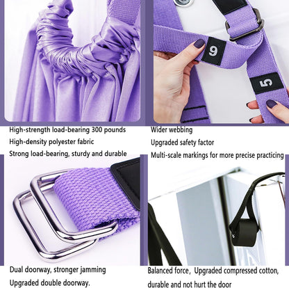 Yoga Stretching Strap,Stretching Equipment with Door Anchor,Back Stretcher for Back Pain, Flexibility Tensile Trainer for Dance Aerial Yoga Ballet Leg Stretching Exercise