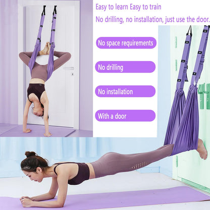 Yoga Stretching Strap,Stretching Equipment with Door Anchor,Back Stretcher for Back Pain, Flexibility Tensile Trainer for Dance Aerial Yoga Ballet Leg Stretching Exercise