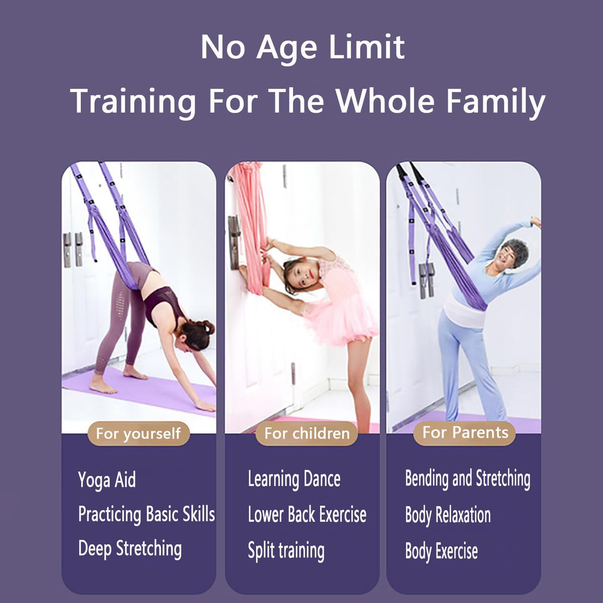 Yoga Stretching Strap,Stretching Equipment with Door Anchor,Back Stretcher for Back Pain, Flexibility Tensile Trainer for Dance Aerial Yoga Ballet Leg Stretching Exercise