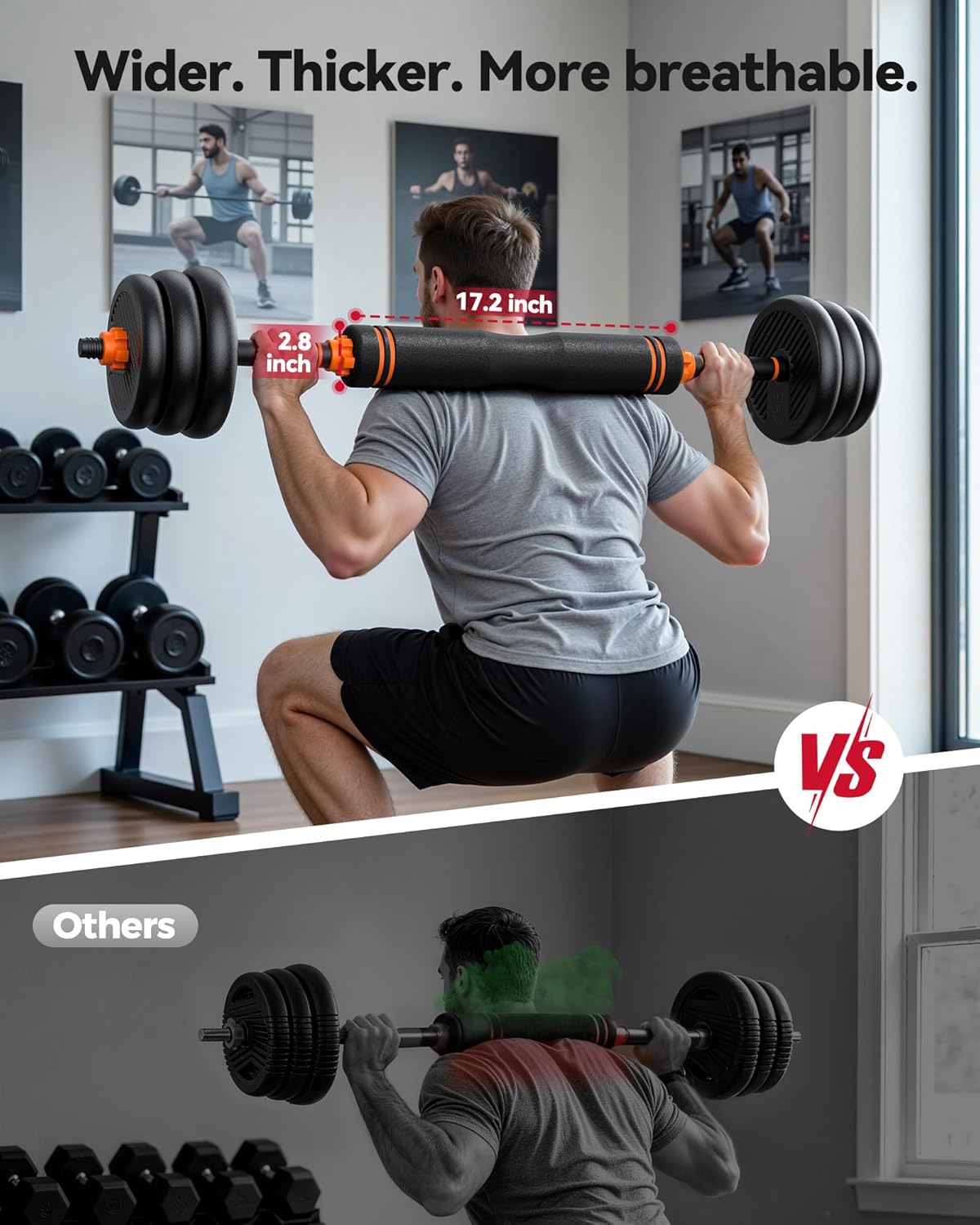 DS2 Adjustable Dumbbells, 20/30/40/45/70/90lbs Free Weight Set with Connector, 5 in1 Dumbbells Set Used as Barbell, Kettlebells, Push up Stand, Weight Plate, Fitness Exercises for Home Gym Suitable Men/Women