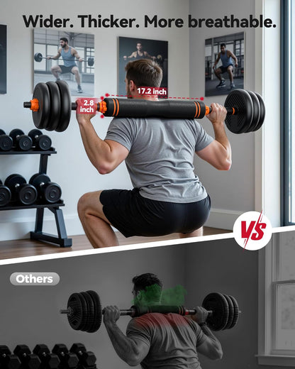 DS2 Adjustable Dumbbells, 20/30/40/45/70/90lbs Free Weight Set with Connector, 5 in1 Dumbbells Set Used as Barbell, Kettlebells, Push up Stand, Weight Plate, Fitness Exercises for Home Gym Suitable Men/Women