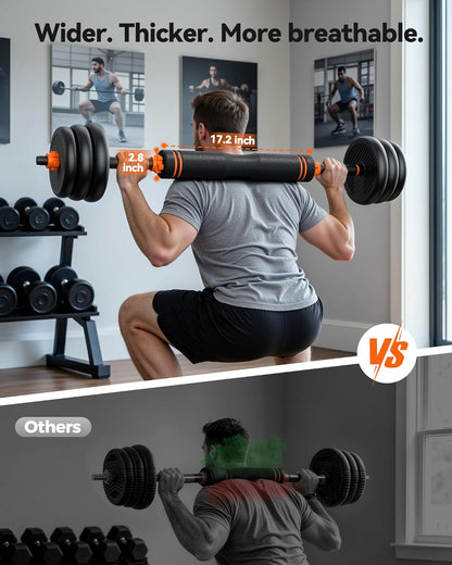 DS2 Adjustable Dumbbells, 20/30/40/45/70/90lbs Free Weight Set with Connector, 5 in1 Dumbbells Set Used as Barbell, Kettlebells, Push up Stand, Weight Plate, Fitness Exercises for Home Gym Suitable Men/Women