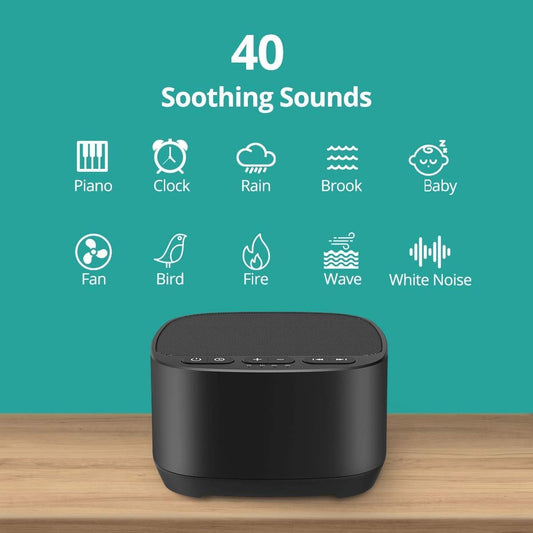 Sleep Sound White Noise Machine with 40 Natural Soothing Sounds and Memory Function 32 Levels of Volume Powered by AC or USB and Sleep Timer Sound Therapy for Baby Kids Adults (B-White)