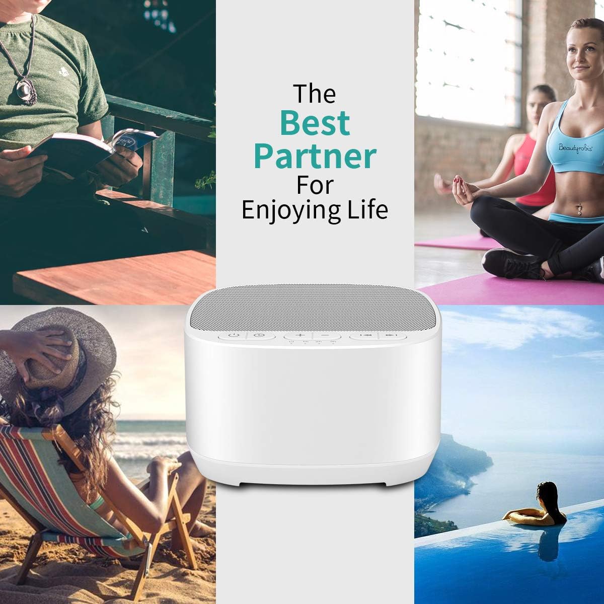 Sleep Sound White Noise Machine with 40 Natural Soothing Sounds and Memory Function 32 Levels of Volume Powered by AC or USB and Sleep Timer Sound Therapy for Baby Kids Adults (B-White)