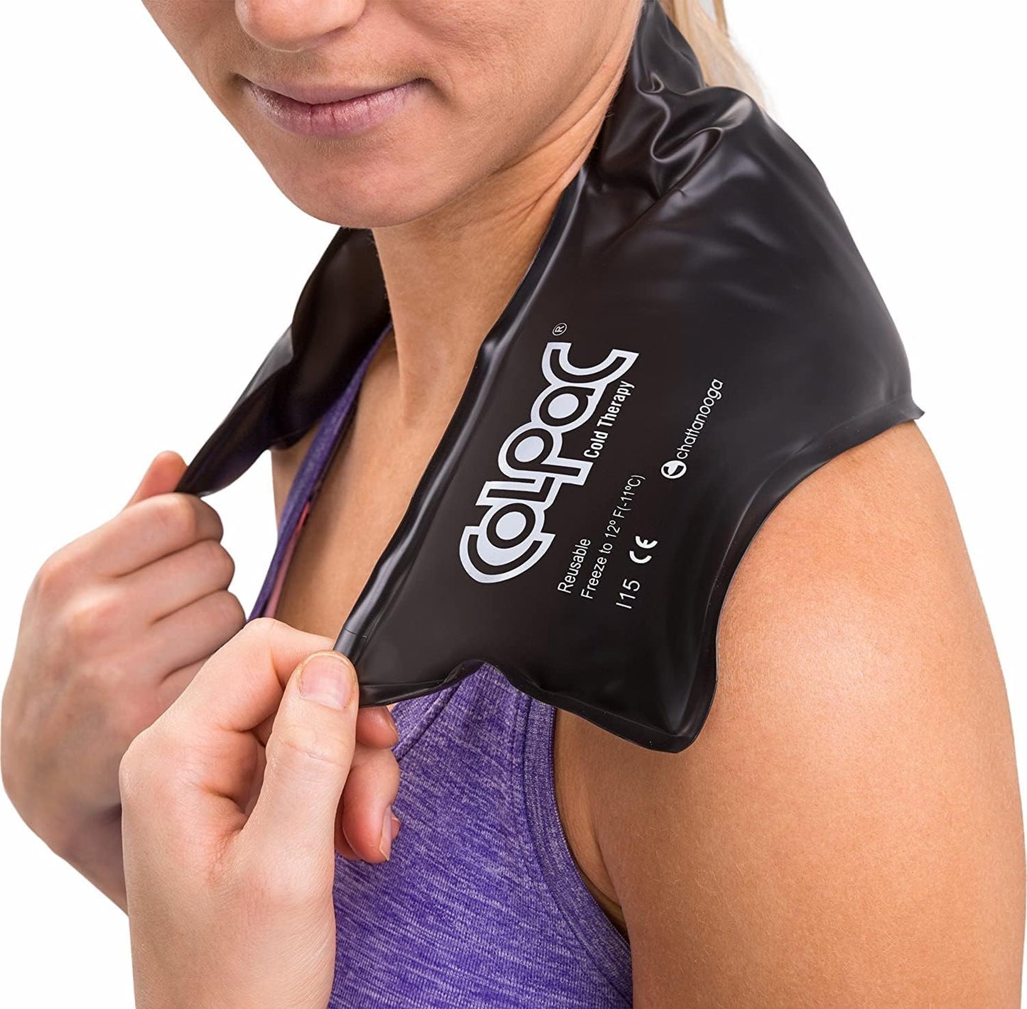 ColPac - Reusable Gel Ice Pack - Black Vinyl - Neck Contour - 21 inches - Cold Therapy - Knee, Arm, Elbow, Shoulder, Back - Aches, Swelling, Bruises, Sprains, Inflammation