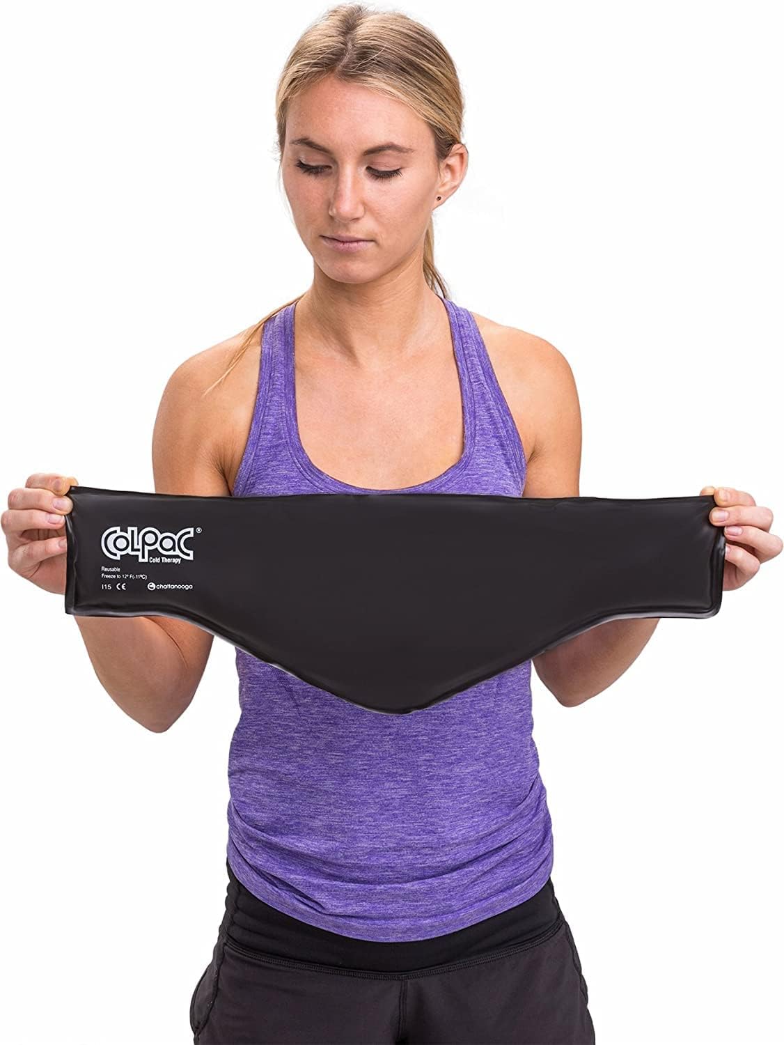ColPac - Reusable Gel Ice Pack - Black Vinyl - Neck Contour - 21 inches - Cold Therapy - Knee, Arm, Elbow, Shoulder, Back - Aches, Swelling, Bruises, Sprains, Inflammation