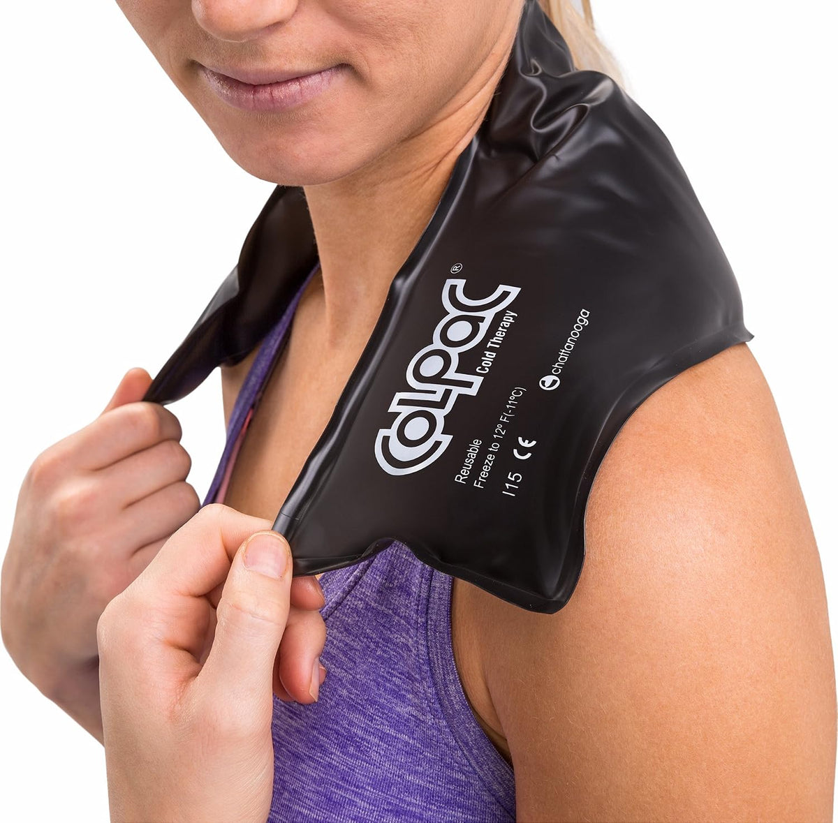 ColPac - Reusable Gel Ice Pack - Black Vinyl - Neck Contour - 21 inches - Cold Therapy - Knee, Arm, Elbow, Shoulder, Back - Aches, Swelling, Bruises, Sprains, Inflammation