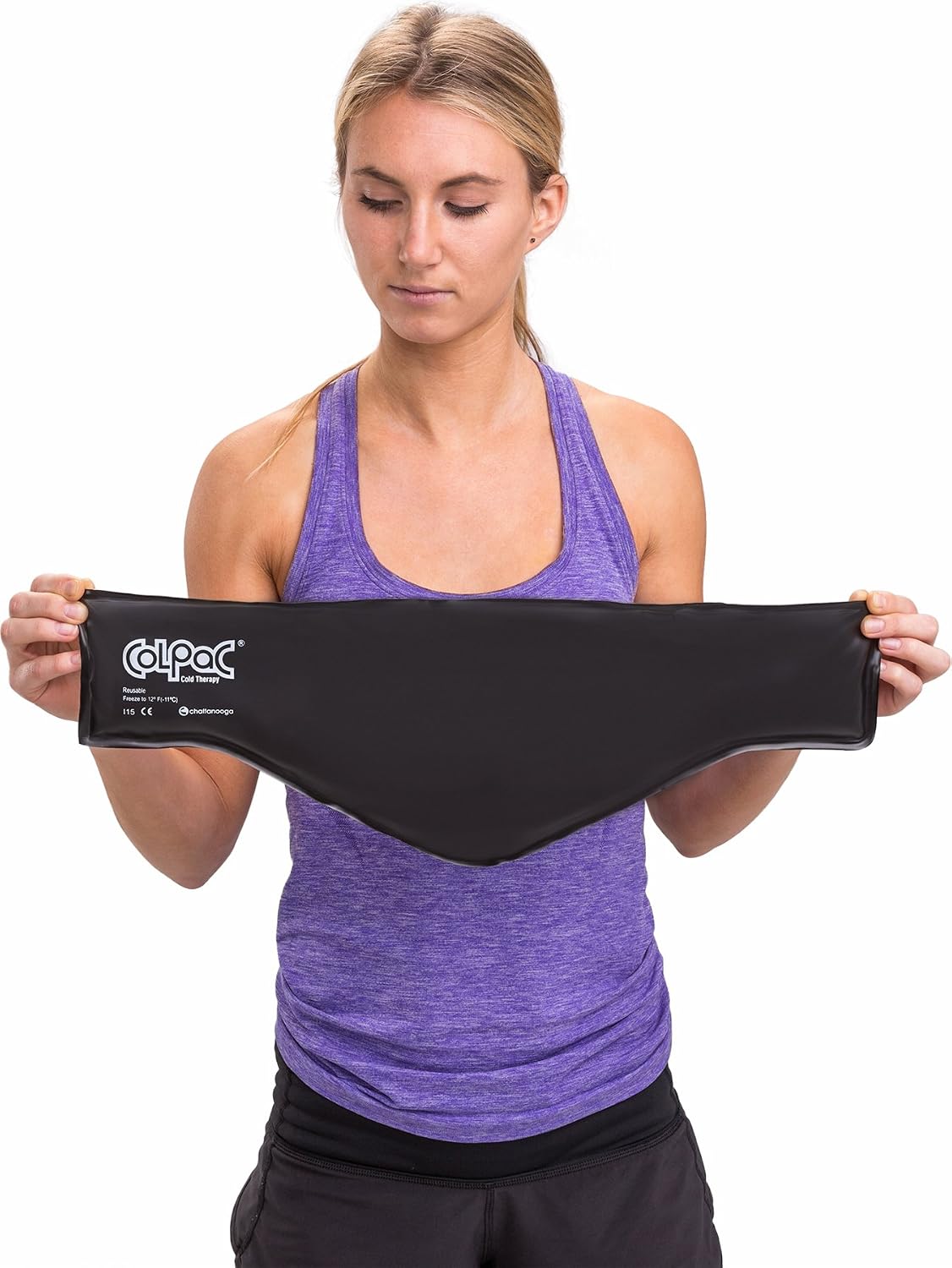 ColPac - Reusable Gel Ice Pack - Black Vinyl - Neck Contour - 21 inches - Cold Therapy - Knee, Arm, Elbow, Shoulder, Back - Aches, Swelling, Bruises, Sprains, Inflammation
