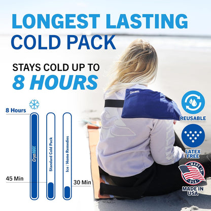 Cold Pack, 8 Hour Reusable Cold Therapy Ice Pack for Elbows, Knees, Neck + More, Medium, 6" x 12" (1 Count)
