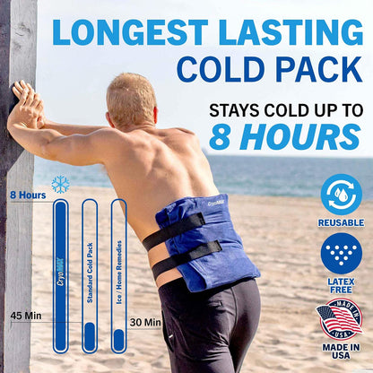 Cold Pack, 8 Hour Reusable Cold Therapy Ice Pack for Elbows, Knees, Neck + More, Medium, 6" x 12" (1 Count)