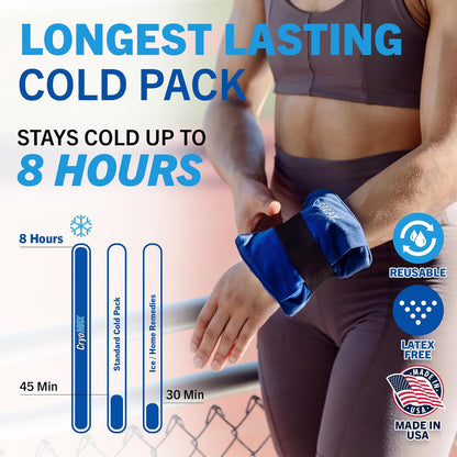 Cold Pack, 8 Hour Reusable Cold Therapy Ice Pack for Elbows, Knees, Neck + More, Medium, 6" x 12" (1 Count)