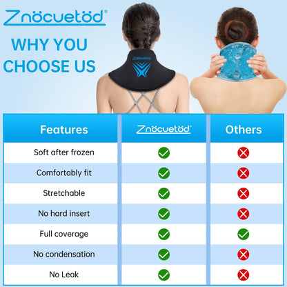 Neck Ice Pack Wrap Reusable Gel Ice Packs for Cervical Injuries Pain Relief