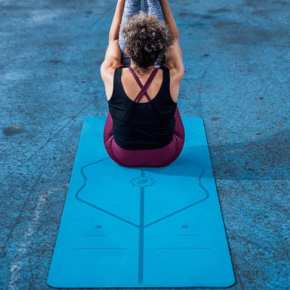 Original Yoga Mat – Free Yoga Bag Included - Patented Alignment System, Warrior-like Grip, Non-slip, Eco-friendly, sweat-resistant, long, wide, 4.2mm thick mat for comfort