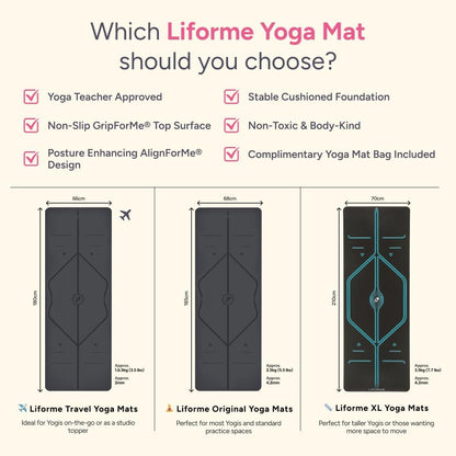 Original Yoga Mat – Free Yoga Bag Included - Patented Alignment System, Warrior-like Grip, Non-slip, Eco-friendly, sweat-resistant, long, wide, 4.2mm thick mat for comfort