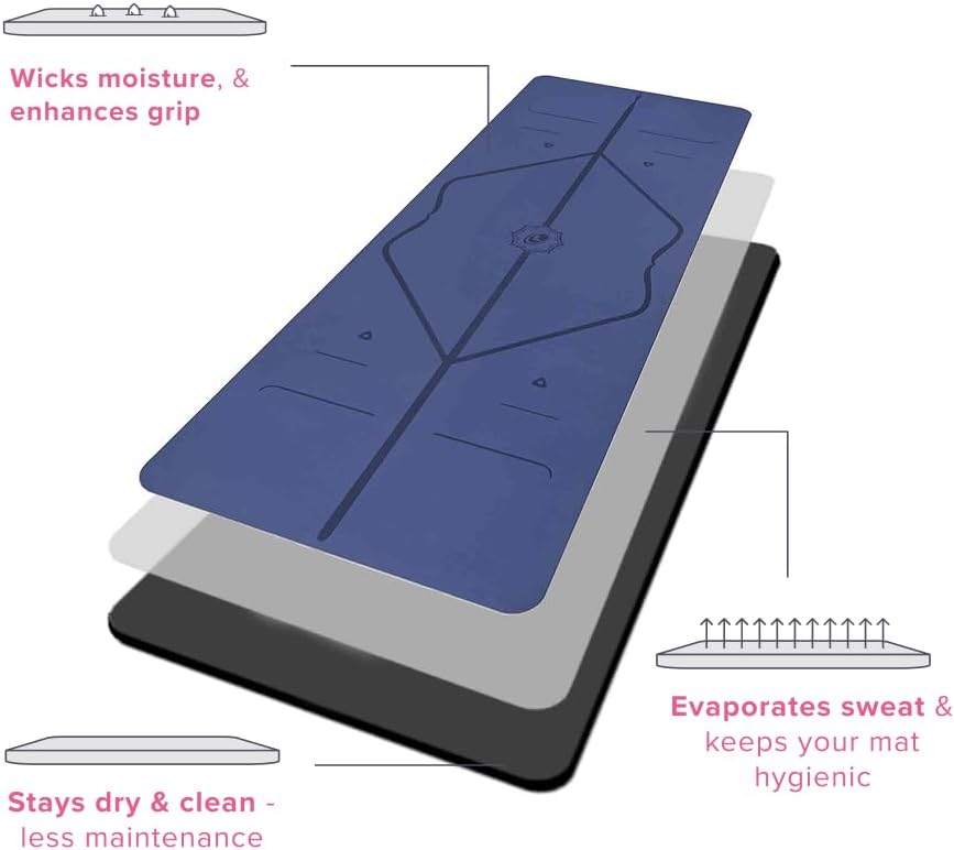 Original Yoga Mat – Free Yoga Bag Included - Patented Alignment System, Warrior-like Grip, Non-slip, Eco-friendly, sweat-resistant, long, wide, 4.2mm thick mat for comfort