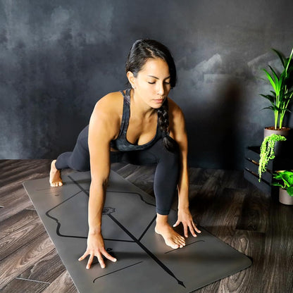 Original Yoga Mat – Free Yoga Bag Included - Patented Alignment System, Warrior-like Grip, Non-slip, Eco-friendly, sweat-resistant, long, wide, 4.2mm thick mat for comfort