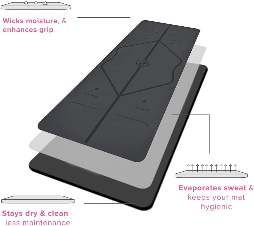 Original Yoga Mat – Free Yoga Bag Included - Patented Alignment System, Warrior-like Grip, Non-slip, Eco-friendly, sweat-resistant, long, wide, 4.2mm thick mat for comfort