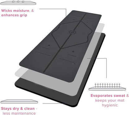 Original Yoga Mat – Free Yoga Bag Included - Patented Alignment System, Warrior-like Grip, Non-slip, Eco-friendly, sweat-resistant, long, wide, 4.2mm thick mat for comfort