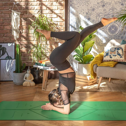 Original Yoga Mat – Free Yoga Bag Included - Patented Alignment System, Warrior-like Grip, Non-slip, Eco-friendly, sweat-resistant, long, wide, 4.2mm thick mat for comfort