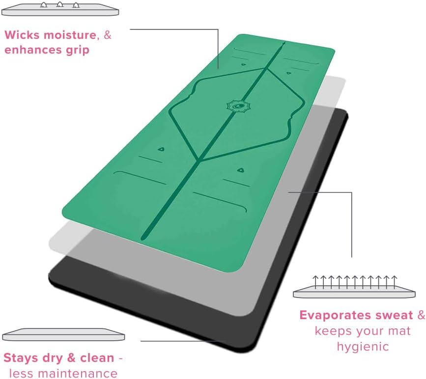 Original Yoga Mat – Free Yoga Bag Included - Patented Alignment System, Warrior-like Grip, Non-slip, Eco-friendly, sweat-resistant, long, wide, 4.2mm thick mat for comfort