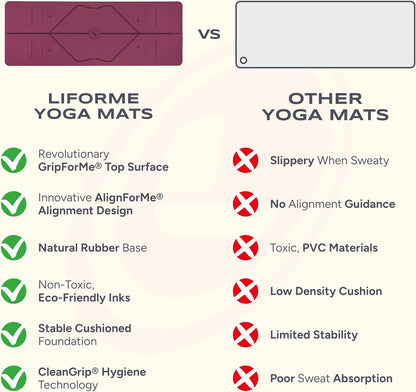 Original Yoga Mat – Free Yoga Bag Included - Patented Alignment System, Warrior-like Grip, Non-slip, Eco-friendly, sweat-resistant, long, wide, 4.2mm thick mat for comfort