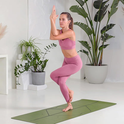 Original Yoga Mat – Free Yoga Bag Included - Patented Alignment System, Warrior-like Grip, Non-slip, Eco-friendly, sweat-resistant, long, wide, 4.2mm thick mat for comfort
