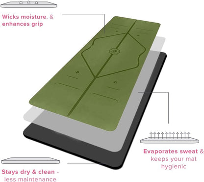 Original Yoga Mat – Free Yoga Bag Included - Patented Alignment System, Warrior-like Grip, Non-slip, Eco-friendly, sweat-resistant, long, wide, 4.2mm thick mat for comfort