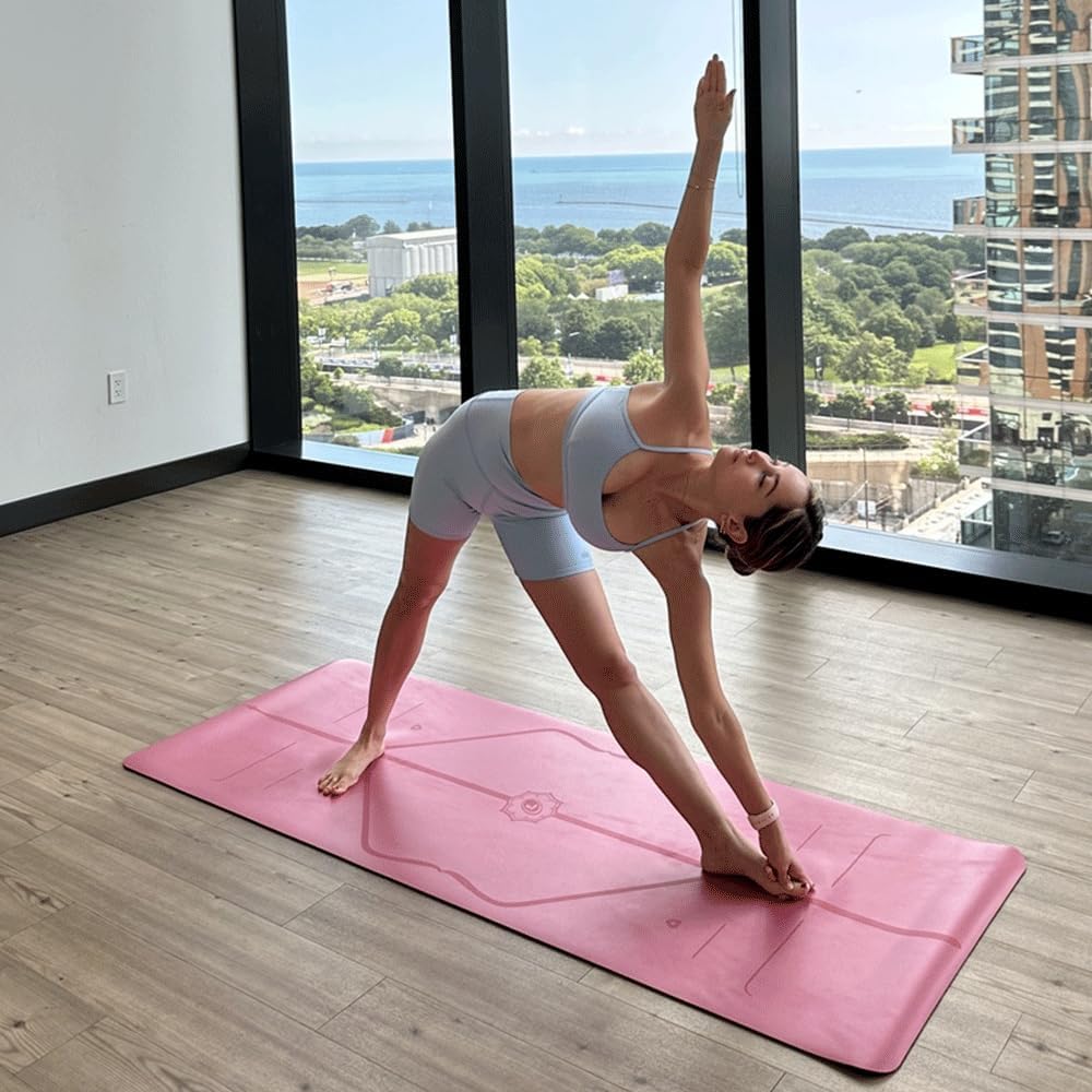 Original Yoga Mat – Free Yoga Bag Included - Patented Alignment System, Warrior-like Grip, Non-slip, Eco-friendly, sweat-resistant, long, wide, 4.2mm thick mat for comfort