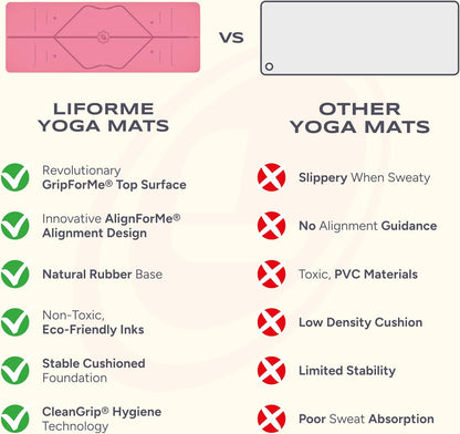 Original Yoga Mat – Free Yoga Bag Included - Patented Alignment System, Warrior-like Grip, Non-slip, Eco-friendly, sweat-resistant, long, wide, 4.2mm thick mat for comfort