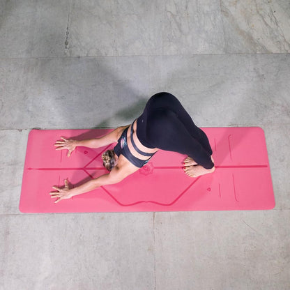 Original Yoga Mat – Free Yoga Bag Included - Patented Alignment System, Warrior-like Grip, Non-slip, Eco-friendly, sweat-resistant, long, wide, 4.2mm thick mat for comfort