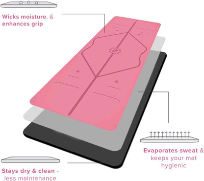 Original Yoga Mat – Free Yoga Bag Included - Patented Alignment System, Warrior-like Grip, Non-slip, Eco-friendly, sweat-resistant, long, wide, 4.2mm thick mat for comfort