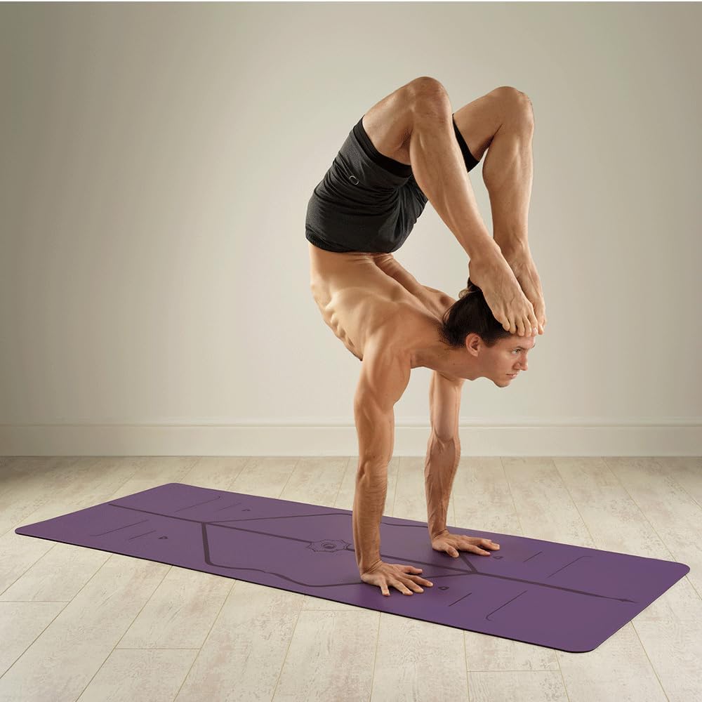 Original Yoga Mat – Free Yoga Bag Included - Patented Alignment System, Warrior-like Grip, Non-slip, Eco-friendly, sweat-resistant, long, wide, 4.2mm thick mat for comfort