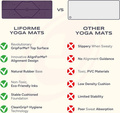Original Yoga Mat – Free Yoga Bag Included - Patented Alignment System, Warrior-like Grip, Non-slip, Eco-friendly, sweat-resistant, long, wide, 4.2mm thick mat for comfort