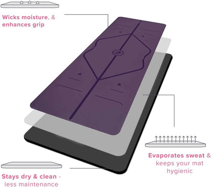 Original Yoga Mat – Free Yoga Bag Included - Patented Alignment System, Warrior-like Grip, Non-slip, Eco-friendly, sweat-resistant, long, wide, 4.2mm thick mat for comfort
