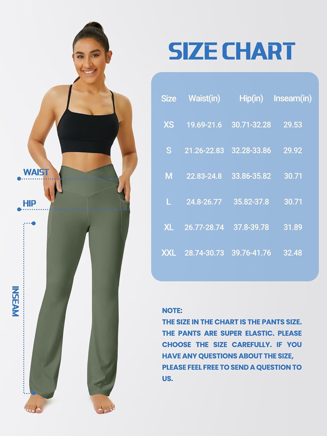 Yoga Pants Women, Flare Leggings for Women with Pockets Crossover High Waisted Bootcut Yoga Pants