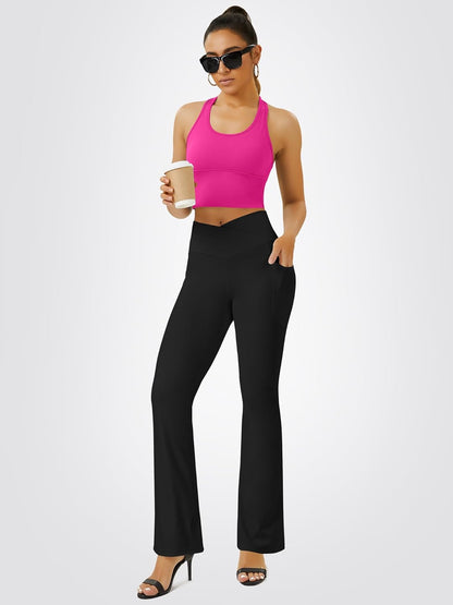 Yoga Pants Women, Flare Leggings for Women with Pockets Crossover High Waisted Bootcut Yoga Pants