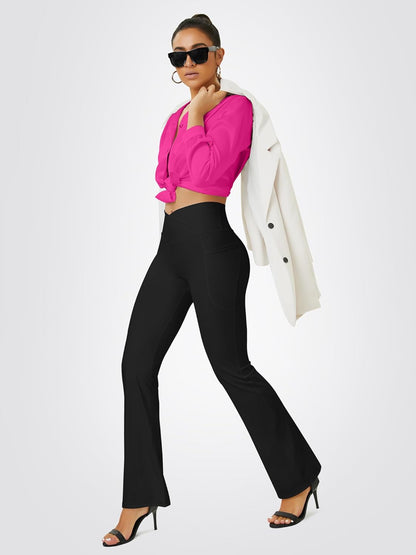 Yoga Pants Women, Flare Leggings for Women with Pockets Crossover High Waisted Bootcut Yoga Pants