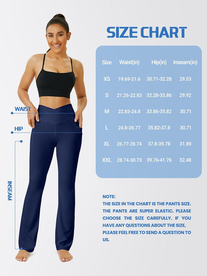 Yoga Pants Women, Flare Leggings for Women with Pockets Crossover High Waisted Bootcut Yoga Pants