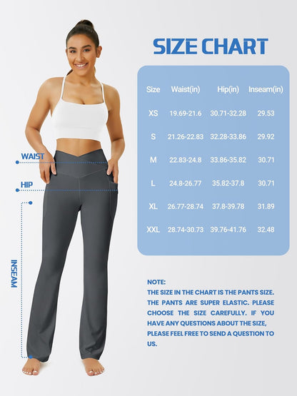 Yoga Pants Women, Flare Leggings for Women with Pockets Crossover High Waisted Bootcut Yoga Pants