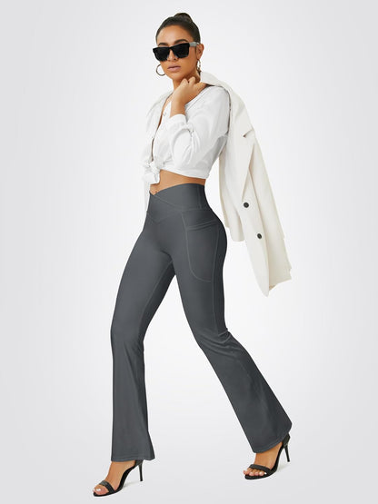 Yoga Pants Women, Flare Leggings for Women with Pockets Crossover High Waisted Bootcut Yoga Pants