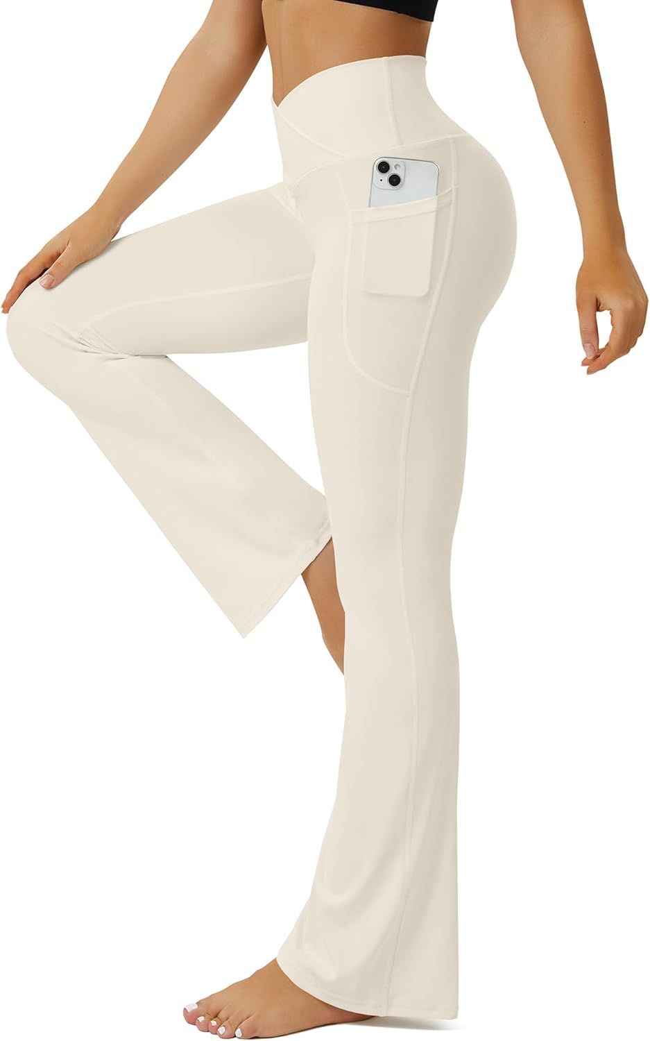 Yoga Pants Women, Flare Leggings for Women with Pockets Crossover High Waisted Bootcut Yoga Pants