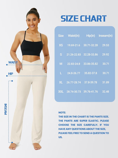 Yoga Pants Women, Flare Leggings for Women with Pockets Crossover High Waisted Bootcut Yoga Pants