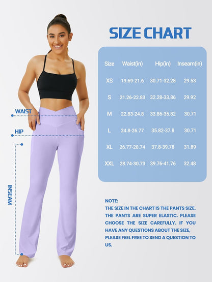 Yoga Pants Women, Flare Leggings for Women with Pockets Crossover High Waisted Bootcut Yoga Pants