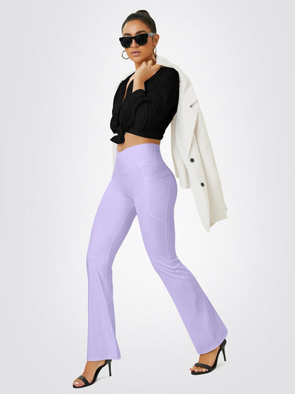 Yoga Pants Women, Flare Leggings for Women with Pockets Crossover High Waisted Bootcut Yoga Pants